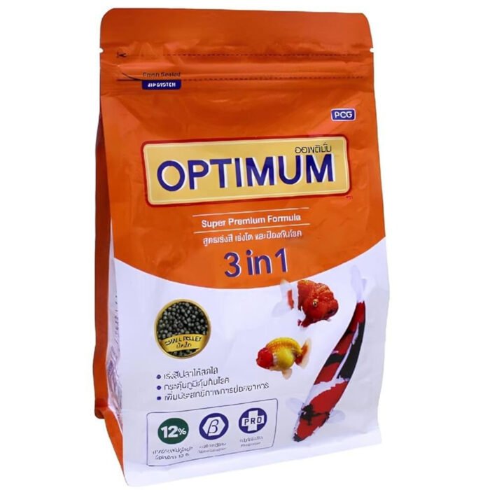 Optimum 3 in 1 12% 800gms fish food - Image 1