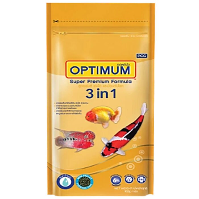 Optimum 3 in 1 6% 100grams fish food - Image 1