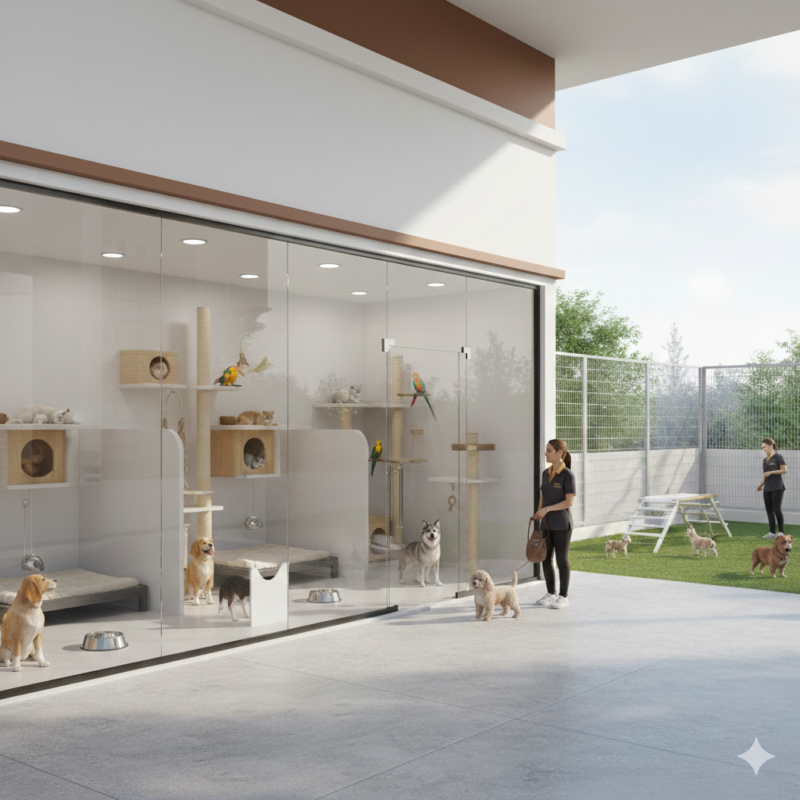 make a photo of pets hostel withou